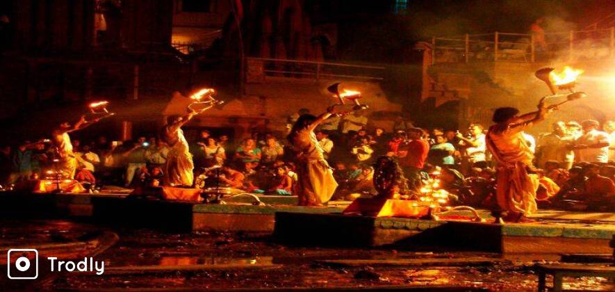 Evening Ganga Aarti with Rooftop Dinner in Varanasi